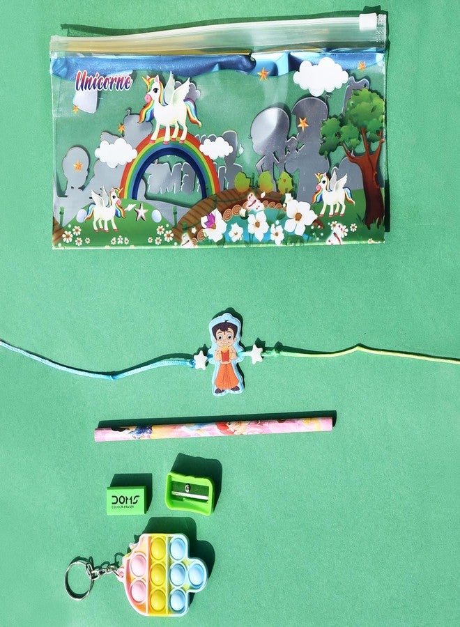 Saugat Traders Rakhi for Kids with Gift | Cartoon Rakhi for Brother Kids with Stationary Kit Gift Pack and Popit Toys Keychain | Raksha Bandhan Gift for Nephew, Niece, Kid Girls, Boys - Image 2